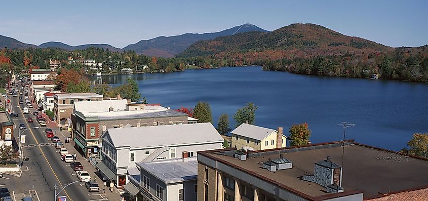 Town of Lake Placid In Autumn, New York