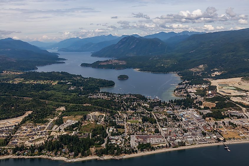 Aerial view of Sechelt, British Columbia.