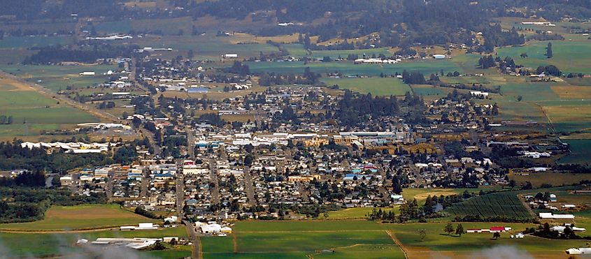 Aerial view of Tillamook, Oregon