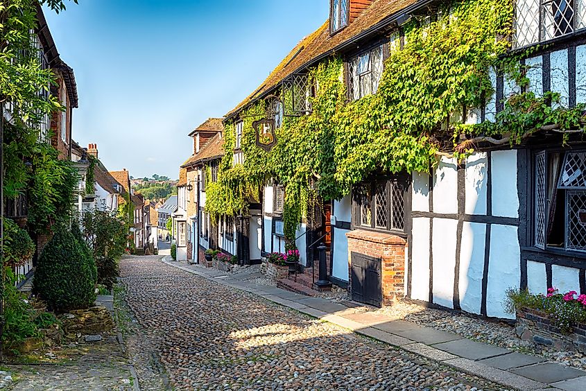 A beautiful cobbled street in the historic town of Rye in East Sussex