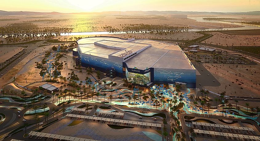 An aerial view of Seaworld Abu Dhabi. Image credit SeaWorld Abu Dhabi via Facebook.