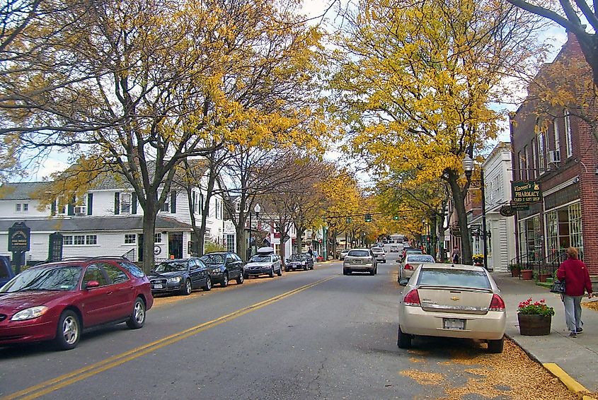 Franklin Avenue in Millbrook, New York, in fall.