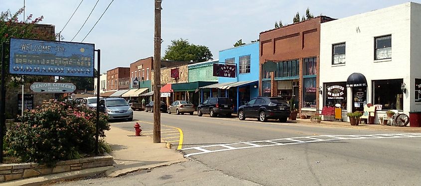 Hardy Downtown Historic District, bounded by Kelly, Front, Church, and 3rd Streets, featuring historic buildings