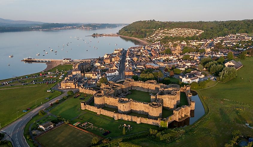 Beaumaris town and Beaumaris Castle, Anglesey, Wales