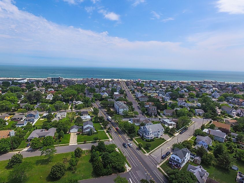 Aerial view of Cape May in New Jersey.