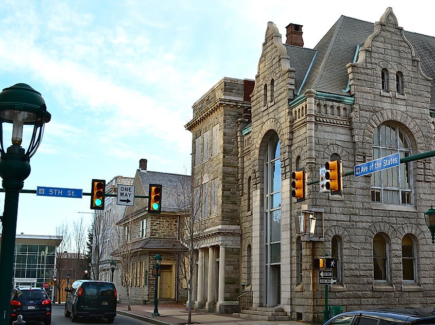 Downtown Chester at 5th Street and Avenue of the States