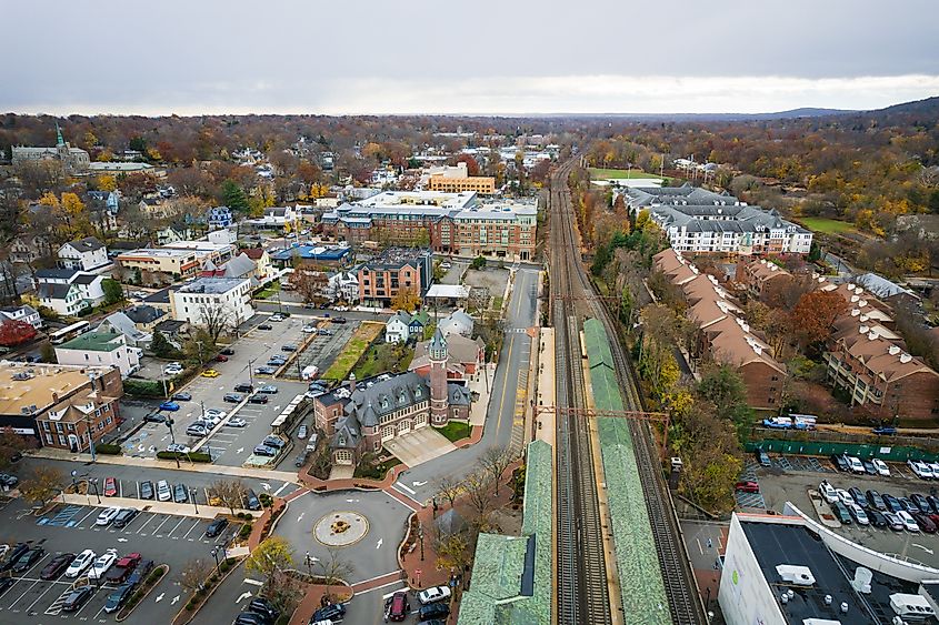 Aerial of South Orange, New Jersey.