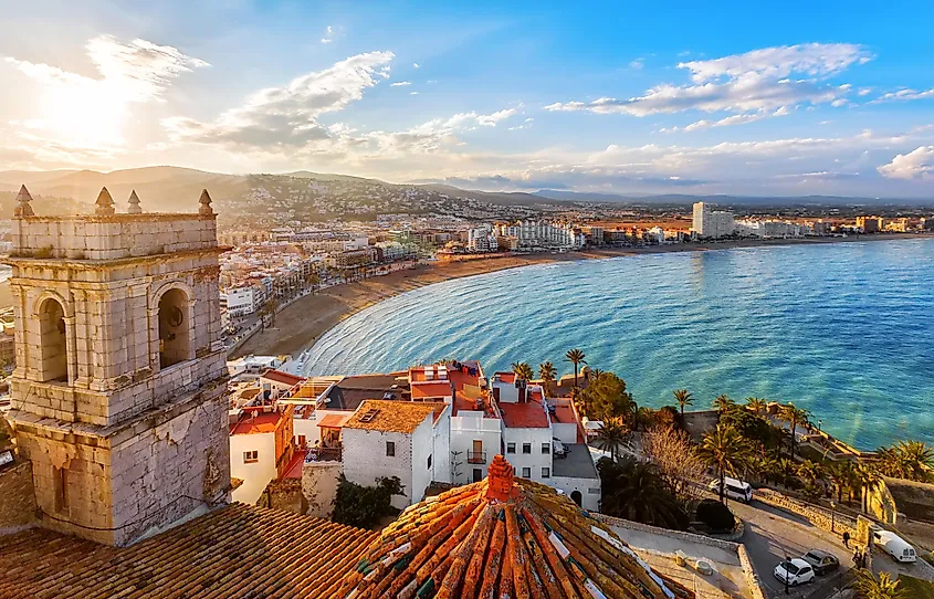 View of Peñíscola from the top of Pope Luna's Castle in Valencia, Spain.
