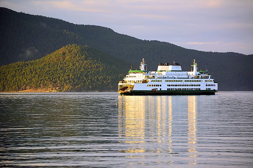 Ferry passing Cypress Island, Washington.