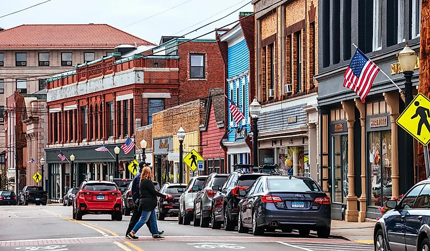 Street view in Westerly, Rhode Island.