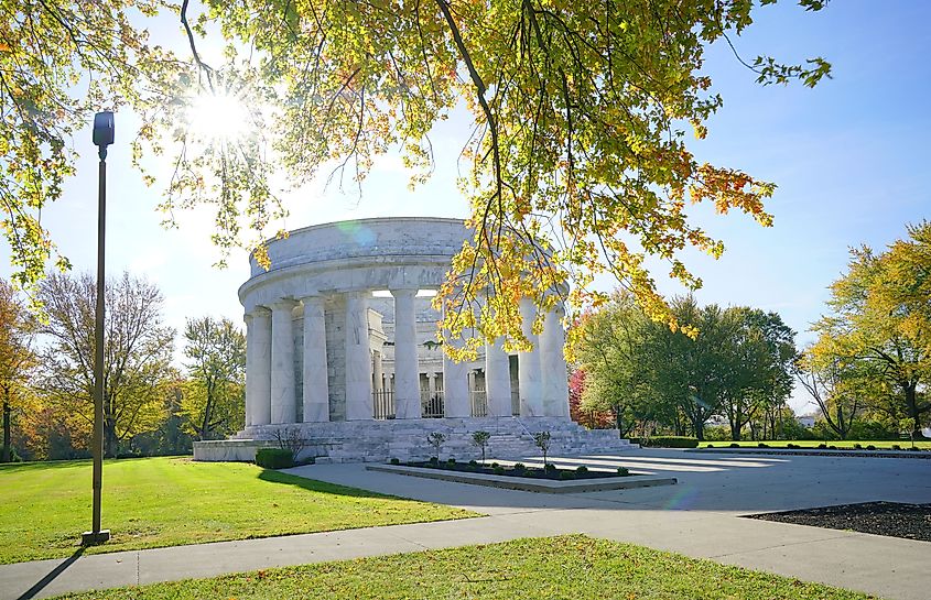 Marion, Ohio - Oct. 22, 2022: View of the beautiful Warren G. Harding Memorial