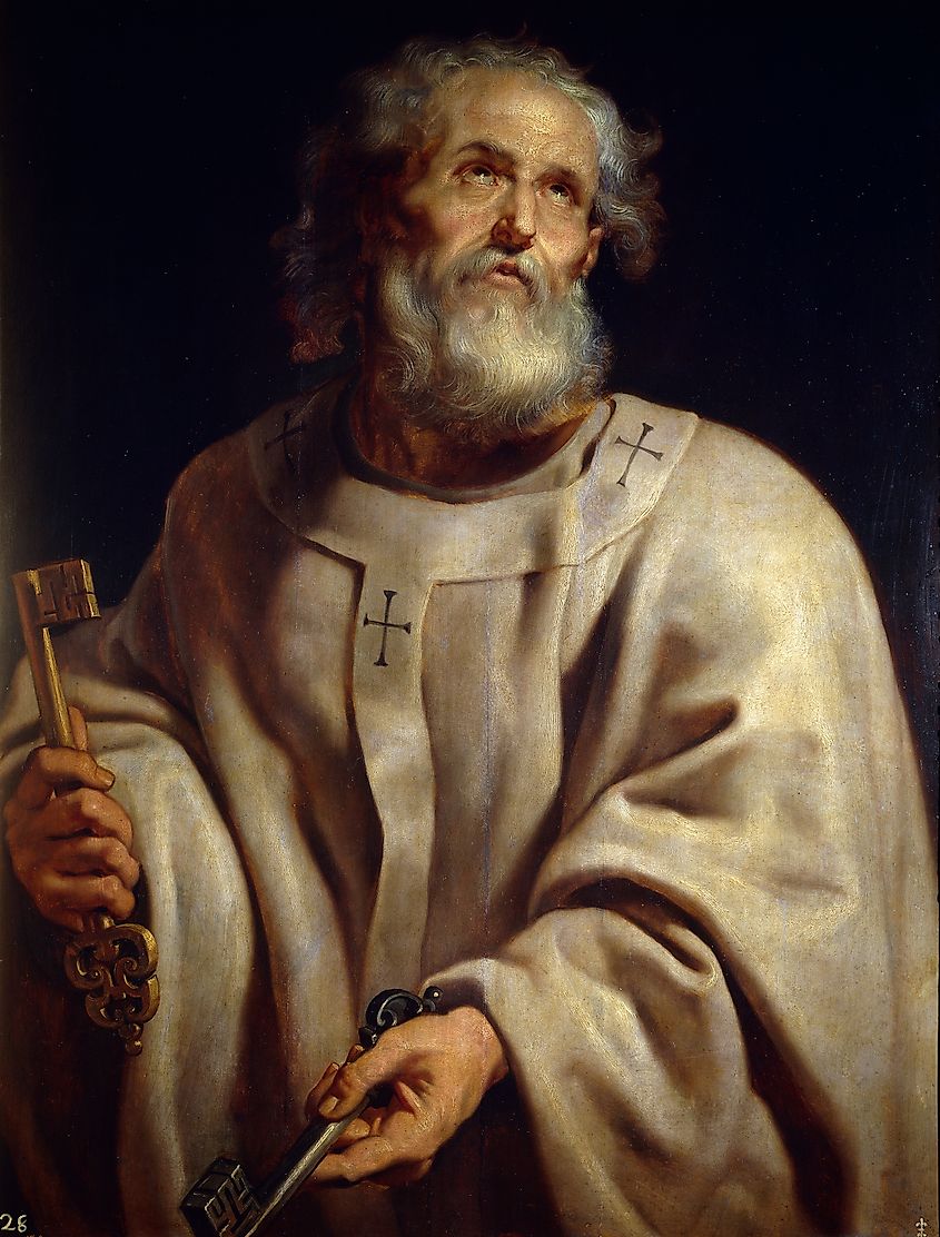 Saint Peter as Pope—here shown with the pallium and the Keys to Heaven