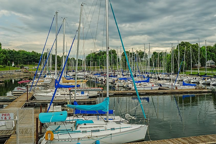 Boats at the pier in Grand Rivers, Kentucky.