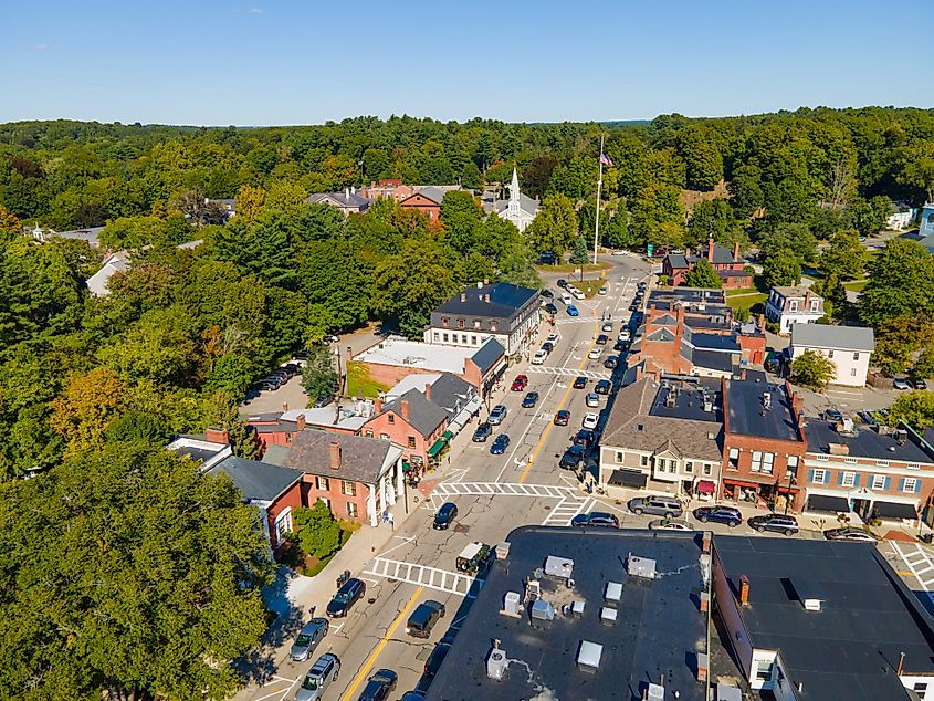 Aerial view of Concord, Massachusetts.