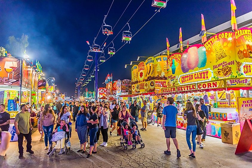 People stroll past concession stands at the Arizona State Fair in Phoenix. Editorial credit: Gregory E. Clifford / Shutterstock.com