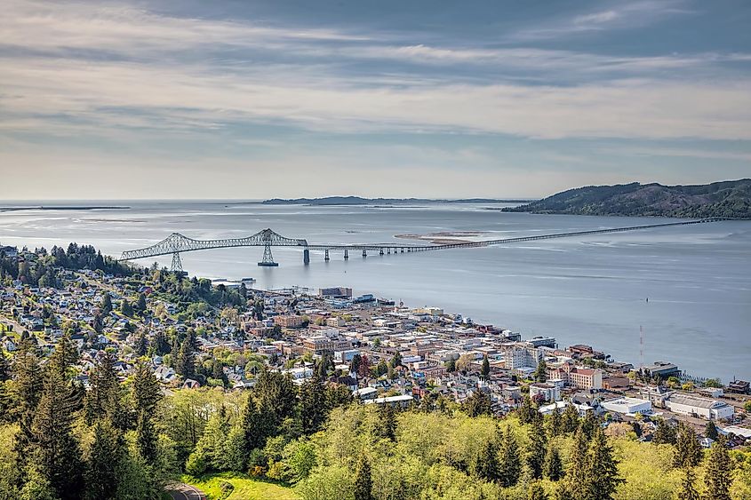 Aerial view of Astoria, Oregon.