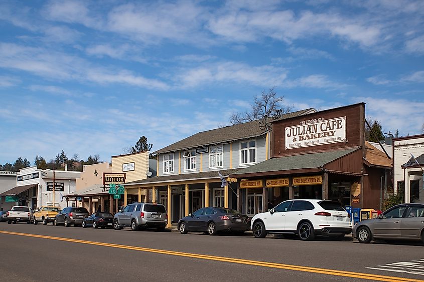 View of historic old town of Julian, California.