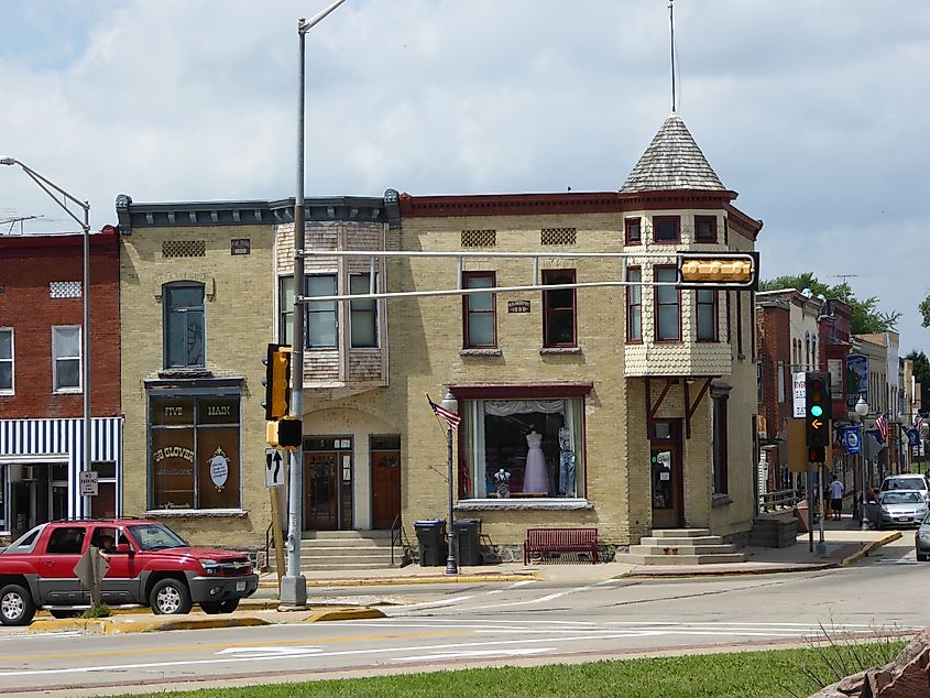 Intersection in downtown Montello, Wisconsin