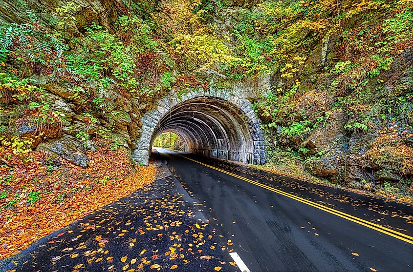 A landmark Smoky Mountains tunnel, which lies between Townsend, Tennessee and Cades Cove.