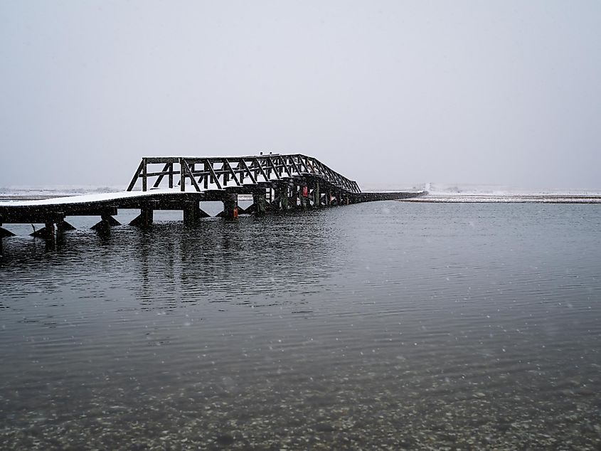 The Boardwalk in Sandwich Massachusetts During a Snow Storm.