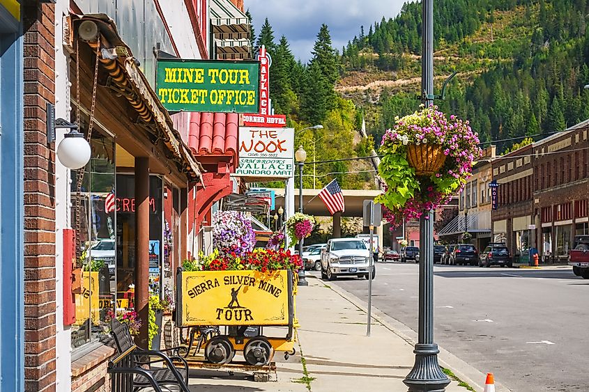 The picturesque downtown of Wallace, Idaho.