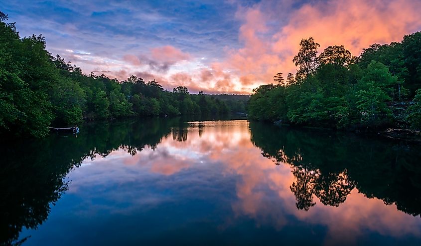 Sunset over the water in Mentone, Alabama.