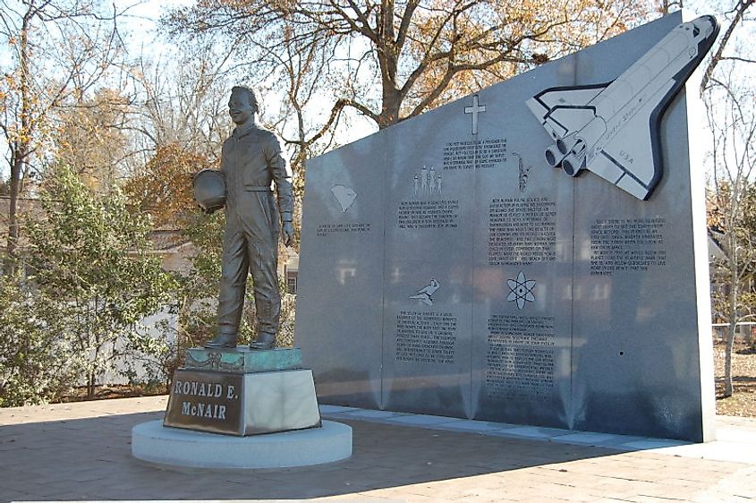 Dr. Ronald E. McNair memorial in his hometown, Lake City, South Carolina. Image credit: Efy96001 via Wikimedia Commons.