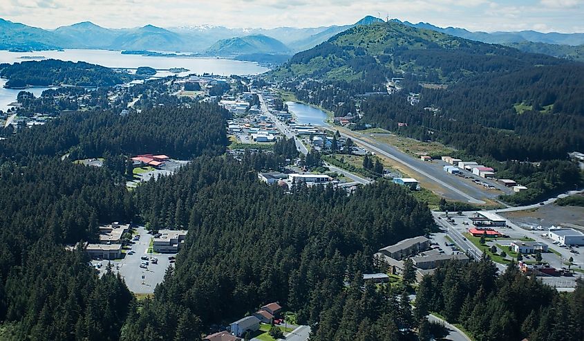 Aerial view of the town of Kodiak Alaska