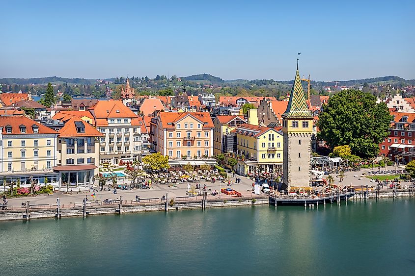  Mangturm Tower in the port of Lindau, Germany.