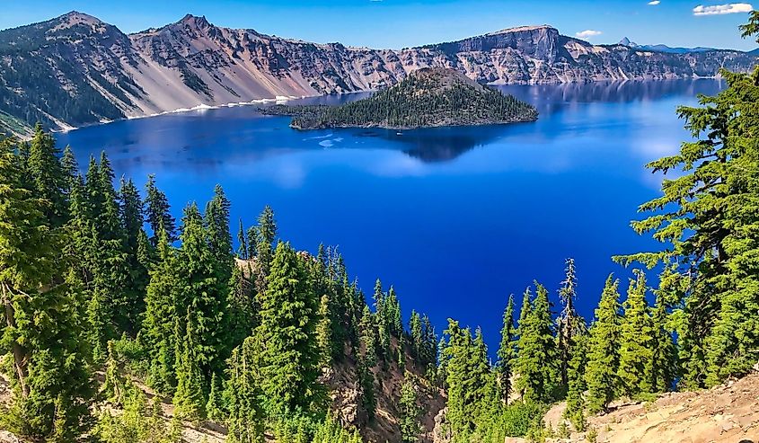 Wizard Island at Crater Lake National Park in Oregon.