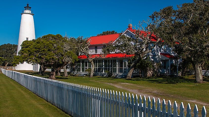 A lighthouse in the town of Ocracoke, North Carolina.