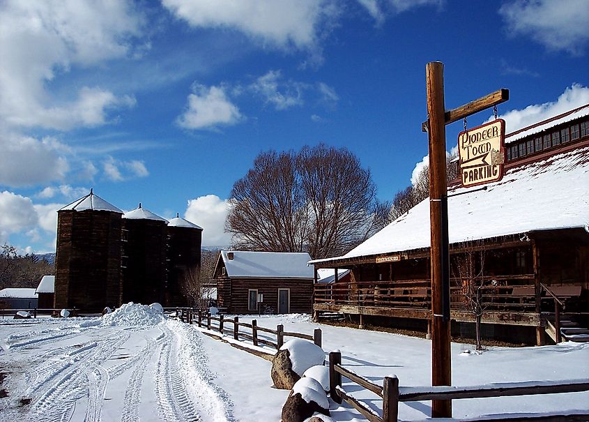 Pioneer Town Museum entrance in Cedaredge, Colorado.