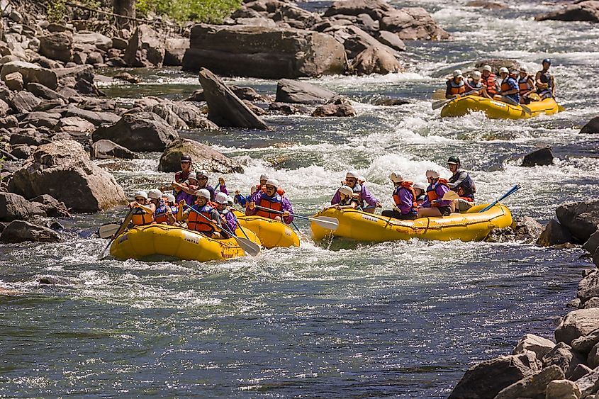 White water rafting on the Gallatin River. Editorial credit: Rob Crandall / Shutterstock.com