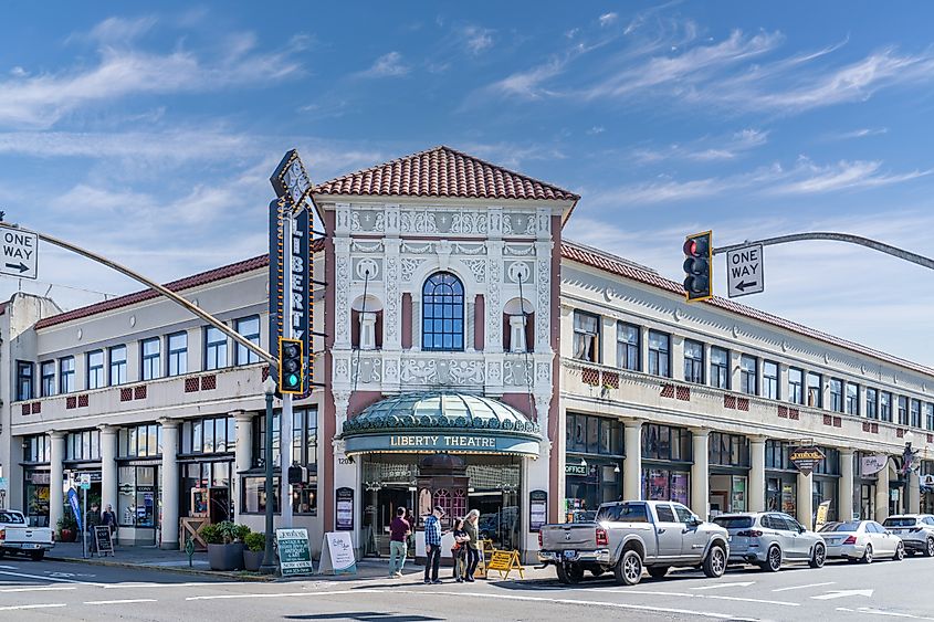 Liberty Theatre, downtown Astoria, Oregon, USA, a city landmark.