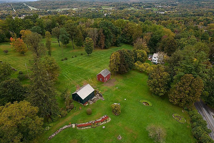 Drone view of Bennington, Vermont.