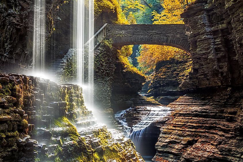 Spectacular waterfall at the Watkins Glen State Park, New York