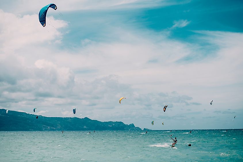 Kitesurfers near Kahului Harbor