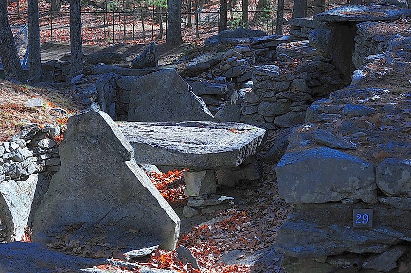 Stones in America's Stonehenge in Salem, NH.