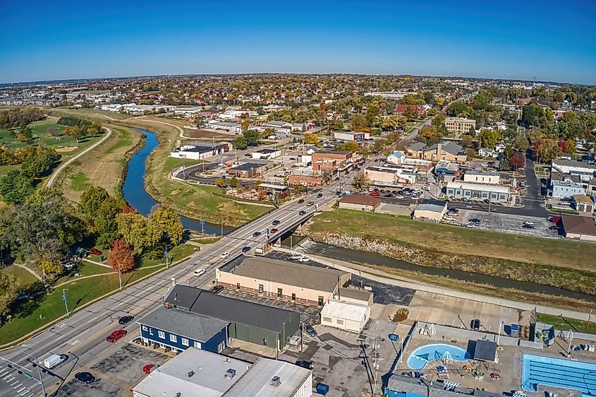 Aerial View of the Omaha suburb of Papillion, Nebraska