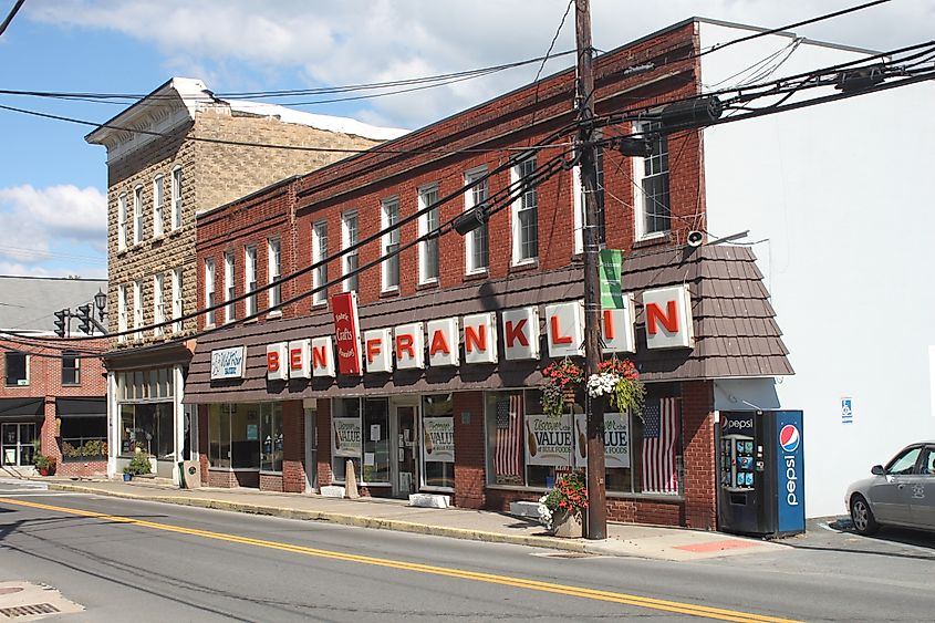 Stores in Main Street Fayetteville, West Virginia.