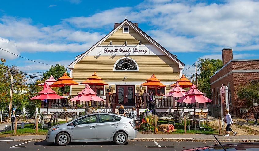 Hermit Woods Winery and Deli at 72 Main Street in historic town center of Meredith, New Hampshire