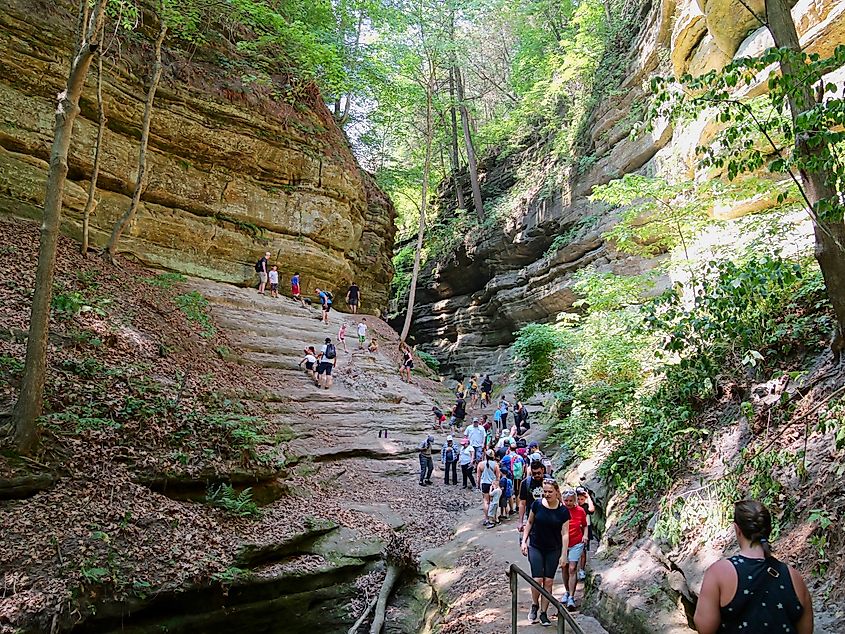 Starved Rock State Park in Oglesby, Illinois, featuring natural canyons and waterfalls