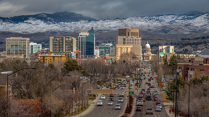 Roads leading out of Boise in Idaho.