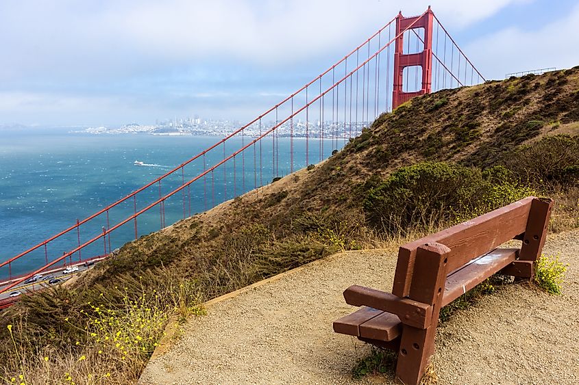 A breathtaking view of the Golden Gate Bridge from the Battery Spencer overlook in Sausalito, California