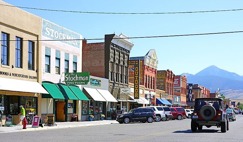 Historic center of Livingston, Montana.