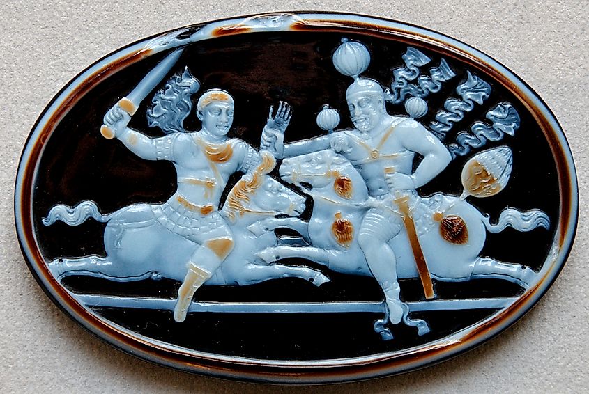 Cameo of Shapur I capturing Valerian at the Battle of Edessa.
