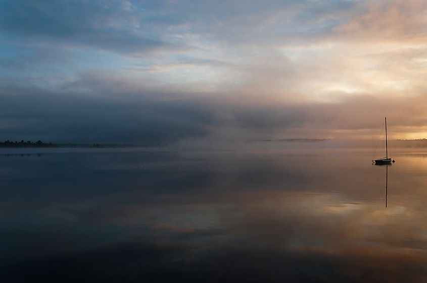 Sunset on the lake in Belgrade, Maine.