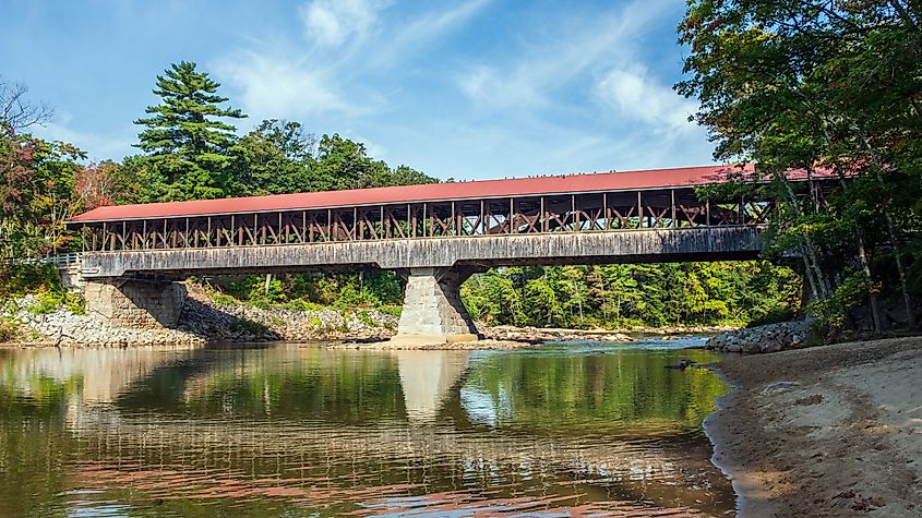 Saco River Covered Bridge in Conway, New Hampshire.