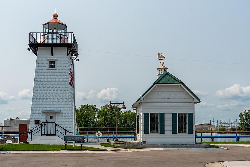 Historic Grassy Island Lighthouse Range Lights At Green Bay, Wisconsin
