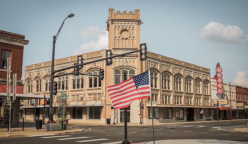 The town square in Paris, Texas, United States.